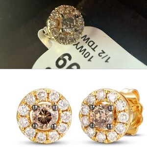 Le Vain Gold and Silver Earrings with Sparkling Faceted Stones